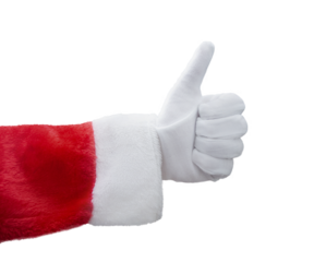 santa claus hand with thumb up, giving a like - transparent png
