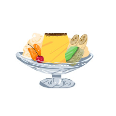 プリンアラモードのイラスト