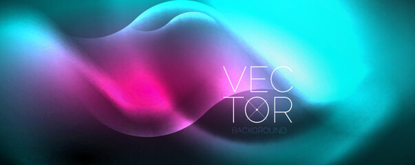 Neon glowing waves, magic energy space light concept, abstract background wallpaper design