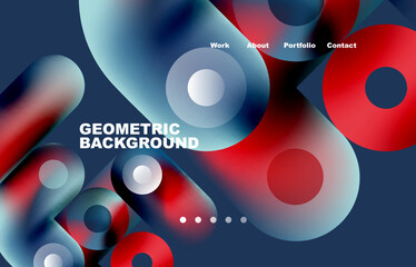 Circles and round shapes landing page abstract geometric background. Web page for website or mobile app wallpaper
