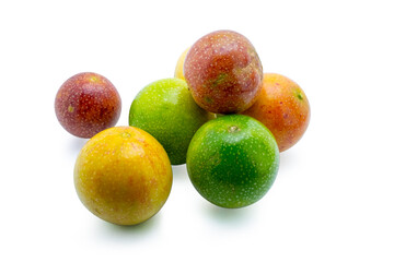 Passion fruit on white background 