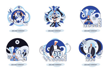 Zen and harmony metaphor, meditation practice. Balance, relaxation, mindfulness. Calm person relaxing. Yoga and spiritual practice, relax, recreation, healthy lifestyle. Japanese cult of mind and body