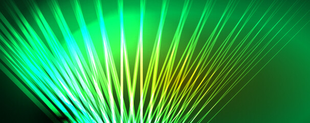 Obraz premium Light beams, neon lines abstract background. Vector Illustration For Wallpaper, Banner, Background, Card, Book Illustration, landing page