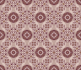 Japanese Flower Motif Circle Vector Seamless Pattern