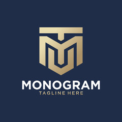 Monogram letter T  M  and U elegant logo design - obrazy, fototapety, plakaty