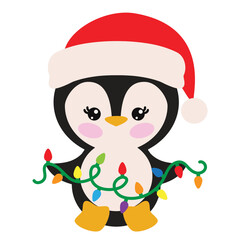 Christmas penguin girl