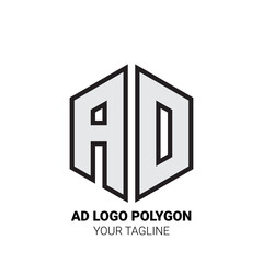 AD Logo Polygon - Minimalist Alphabet Logo in Polygon Shape