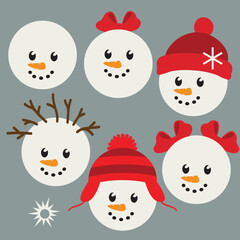 set of snowmen faces