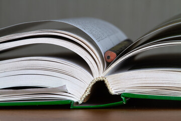 the pencil lies between the pages of an open book