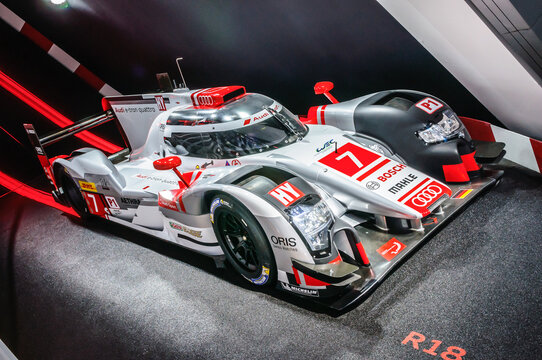 FRANKFURT - SEPT 2015: Audi R18 e-tron quattro presented at IAA