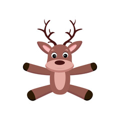 Cute deer cartoon illustration isolated on white background. 