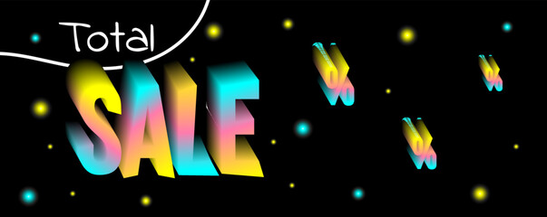 Header, banner sale with 3d effects