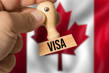 Flagge von Kanada und Stempel Visa