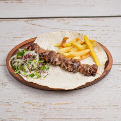 grilled steak with vegetables