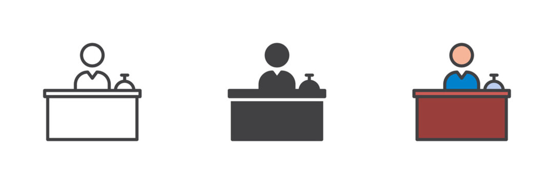 Hotel Front Desk different style icon set