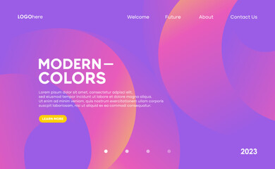Abstract modern design template. The colorful geometric shape on a violet background for a landing page or business presentation. Vector, 2022-2023