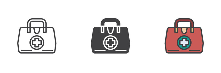 First aid kit different style icon set