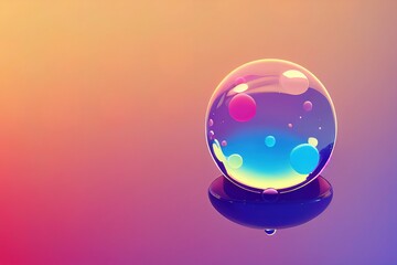 Abstract colourful bubbles on rainbow background, Ai generated illustration