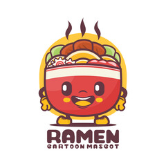 Ramen cartoon mascot. food vector illustration