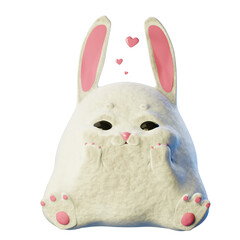 white bunny isolated on transparent background - 3d render illustration