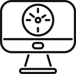 Monitor clock icon outline vector. Work project. Task timer