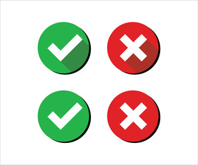 Round check and cross symbols vector signs