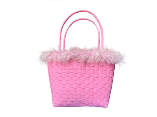 pink shopping bag on transparence background