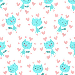 Seamless pattern with cute cartoon animals perfect for kids clothes design and decoration