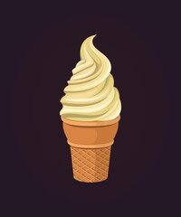 Ice Cream Cream Frozen Cold Food Vector Art Illustration