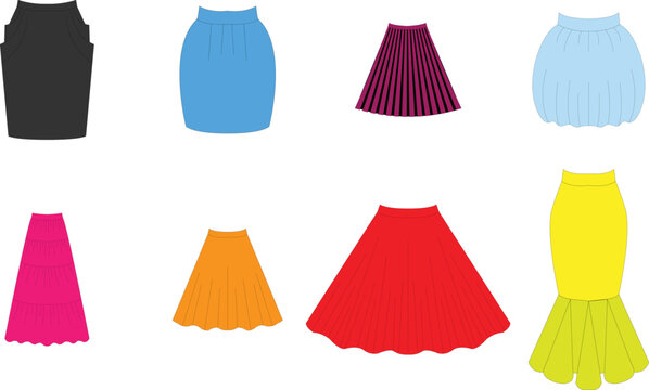 Set of Skirts Vector illustration. skirt image or clip art. women skirt.