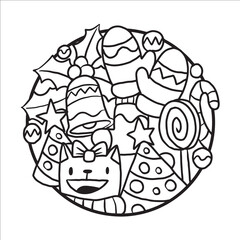 Cute and Cool Christmas Doodle Coloring Page