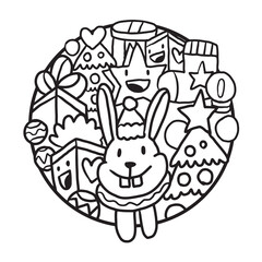 Cute and Cool Christmas Doodle Coloring Page