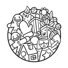 Cute and Cool Christmas Doodle Coloring Page
