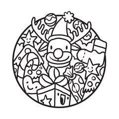 Cute and Cool Christmas Doodle Coloring Page