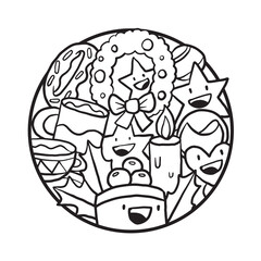 Cute and Cool Christmas Doodle Coloring Page