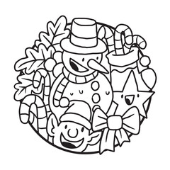 Cute and Cool Christmas Doodle Coloring Page