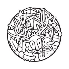 Cute and Cool Christmas Doodle Coloring Page