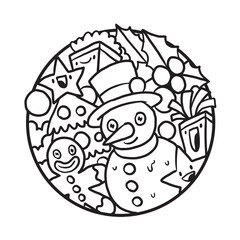 Cute and Cool Christmas Doodle Coloring Page