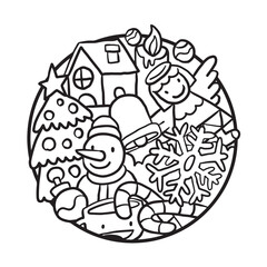 Cute and Cool Christmas Doodle Coloring Page