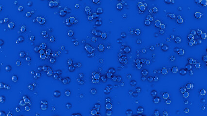 Dark blue bubble with bokeh effect background. Aqua background 3d illustration.