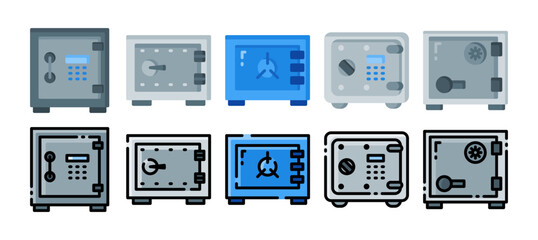 safe vault finance bank icon set. vector illustration with a different style