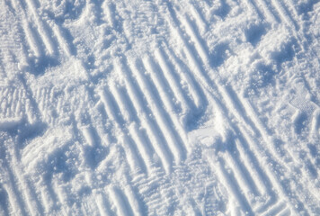 Snow on the ski run as background.