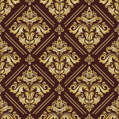 Orient vector classic brown and golden pattern. Seamless abstract background with vintage elements. Orient pattern. Ornament for wallpapers and packaging