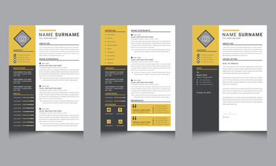  CV Template, Professional Resume Layout, Cover Letter business job applications vector set