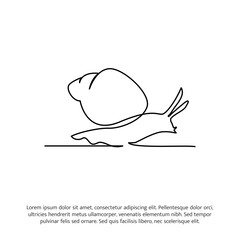 Snail one continuous line drawing. Cute decoration hand drawn elements. Vector illustration of minimalist style on a white background.