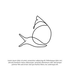 Snail one continuous line drawing. Cute decoration hand drawn elements. Vector illustration of minimalist style on a white background.