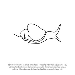 Snail one continuous line drawing. Cute decoration hand drawn elements. Vector illustration of minimalist style on a white background.