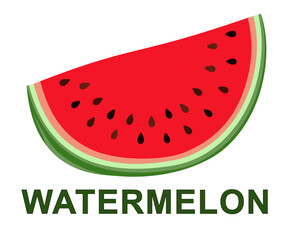 Cartoon red watermelon slice. Summer food poster