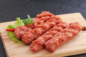 Raw beef kebab minced meat