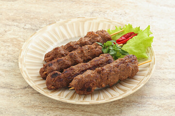 Beef kebab skewer minced meat